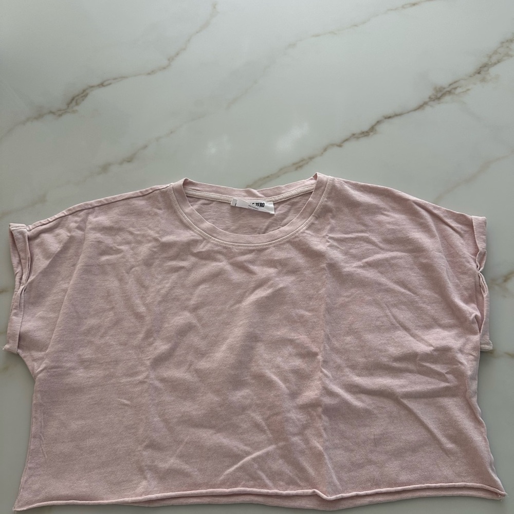 Double Zero Pink Boxy Crop T-Shirt Short Sleeve size M - Picture 2 of 8